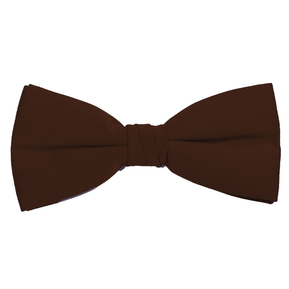 K. Alexander Solid Brown Bow Tie Men's Satin Pre-tied Formal Tuxedo Bow with Adjustable Band