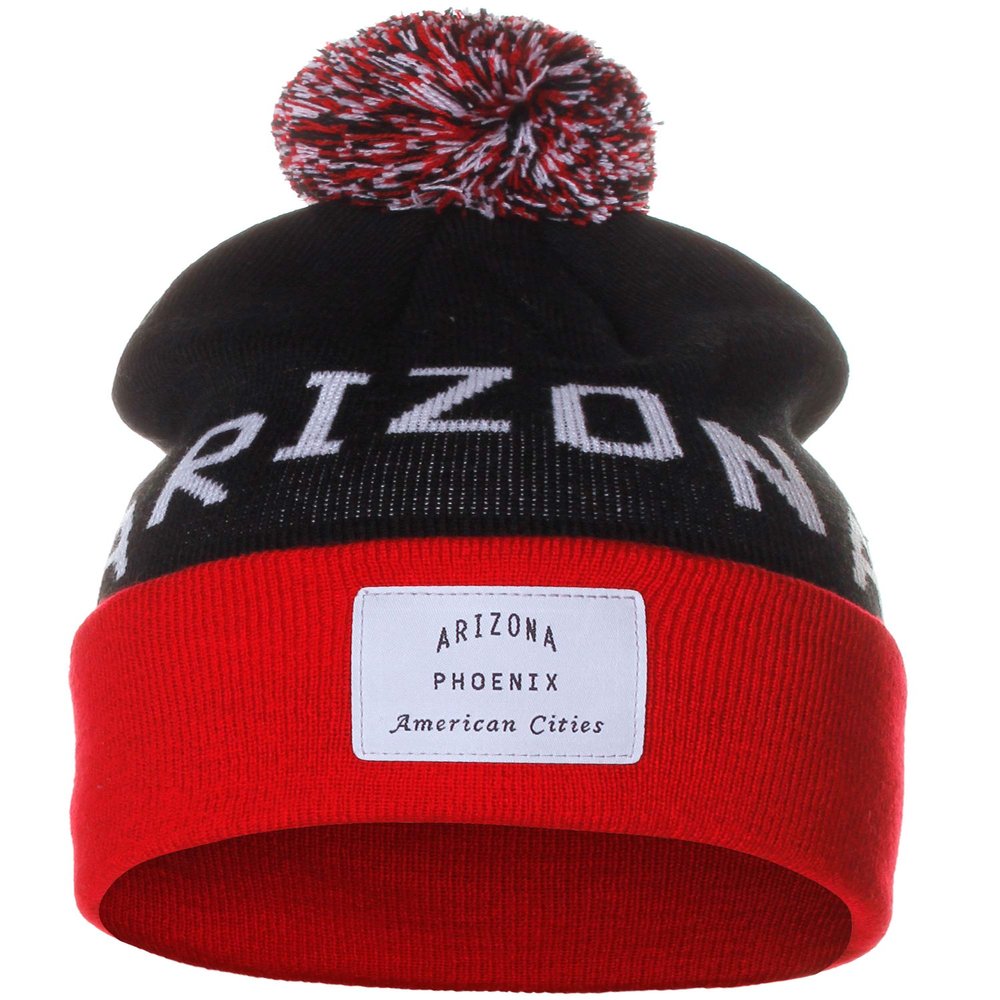 American Cities Arizona Phoenix Arch Letters Pom Pom Knit Hat Cap Beanie
