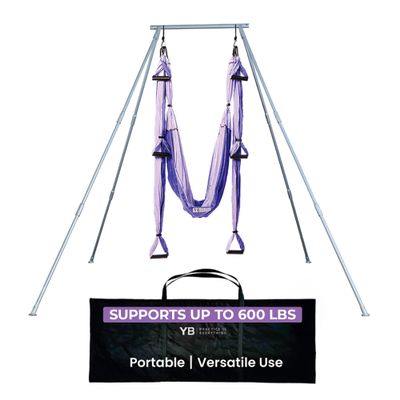Yoga Trapeze Versatile Fitness Yoga Stand for Home & Outdoor | Easy 5-Min Setup | Supports Yoga Aerial Silks, Swings, Hammocks, Olympic Rings | Stable Solid Aluminum Supports Max 600lbs