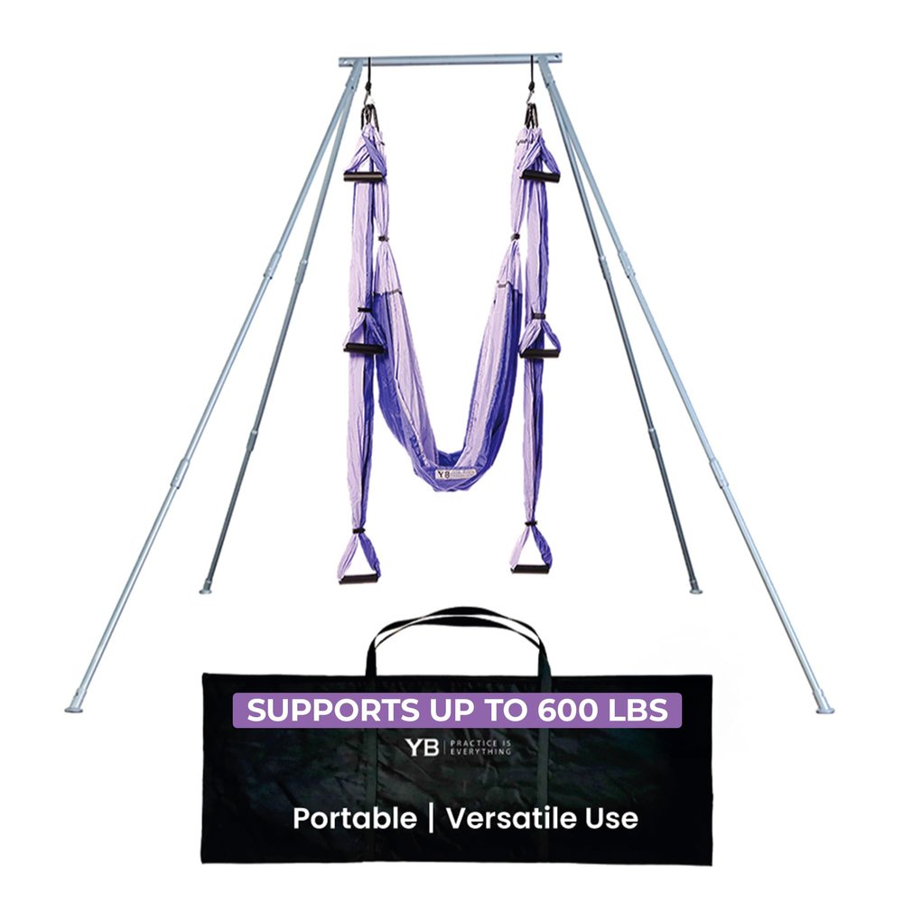 Yoga Trapeze Versatile Fitness Yoga Stand for Home & Outdoor | Easy 5-Min Setup | Supports Yoga Aerial Silks, Swings, Hammocks, Olympic Rings | Stable Solid Aluminum Supports Max 600lbs