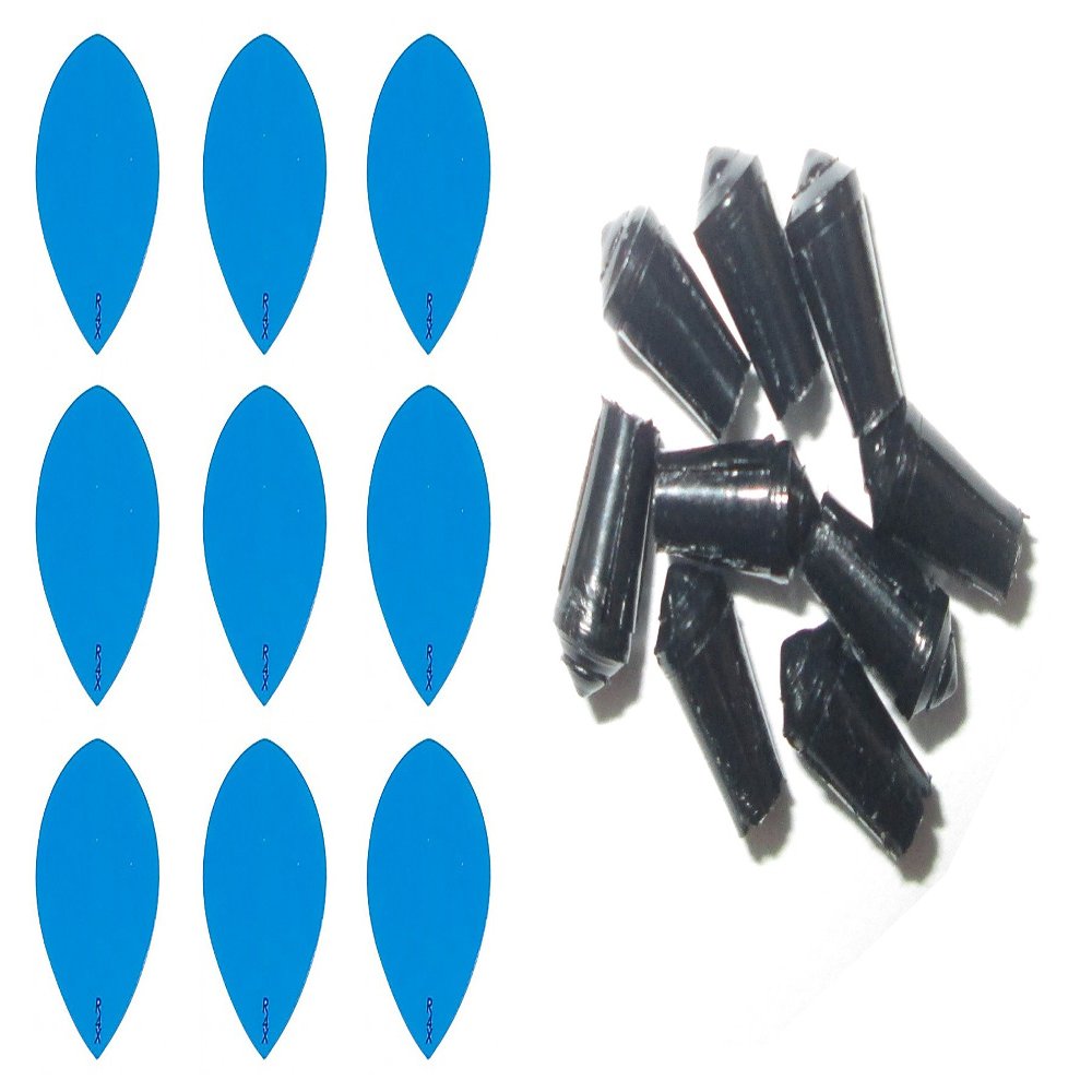 3 Sets of Ruthless R4X (Standard/Slim/Pear/Kite) Dart Flights Plus 3 Sets of Black Nylon Dart Flight Protectors (Blue Pear)