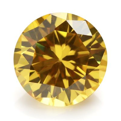 100PCS Size 5.5mm 5A Round Machine Cut Golden Yellow Color Cubic Zirconia Stone Loose CZ Stones (5.5mm 100pcs)