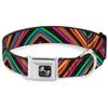 Dog Collar Seatbelt Buckle Chevron Freehand Close Up Multi Color 16 to 23 Inches 1.5 Inch Wide view 1