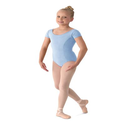 Mirella Girl's Princess Seam Cap Sleeve Dance Leotard Light Blue 14