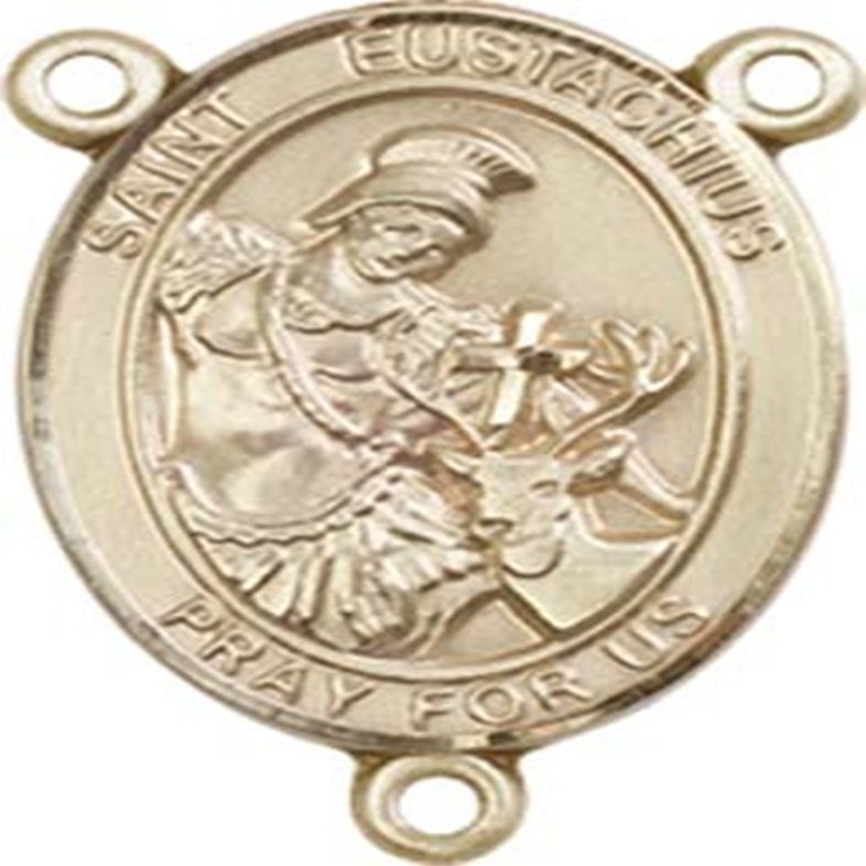 14K Gold Filled Saint Eustachius Rosary Centerpiece Medal, 3/4 Inch