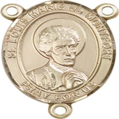 14K Gold Filled Saint Louis Marie De Montfort Rosary Centerpiece Medal, 3/4 Inch