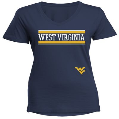 NCAA West Virginia Mountaineers Diva Women's Perfect Short Sleeve V-Neck Tee, Navy, X-Large