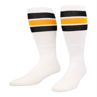 TCK Retro 3 Stripe Tube Socks (Black/Gold, Small)