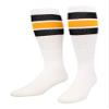 TCK Retro 3 Stripe Tube Socks (Black/Gold, Small) view 1
