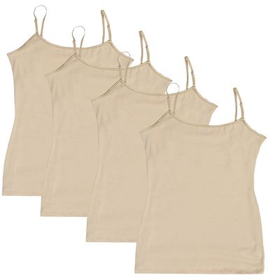 4 Pack Active Basic Women's Basic Tank Tops - Beige/Beige/Beige/Beige - Large