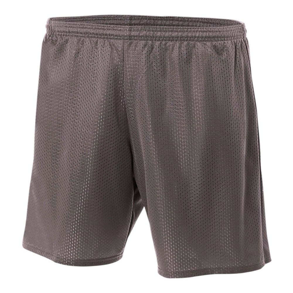 Adult Medium Graphite 9" Poly Mesh Moisture Wicking Athletic Shorts