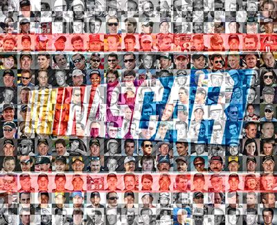 Nascar Mosaic Print Art Designed Using Over 100 of the Greatest Nascar drivers of All Time. 8x10" Matted Print