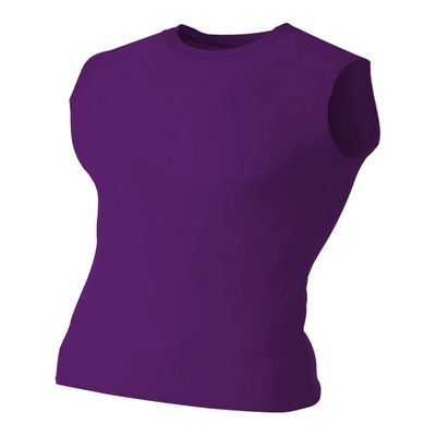 A4 Sportswear Purple Adult 2XL Muscle Tee No Sleeve Tank High Performance Compression Moisture Wicking Shirt