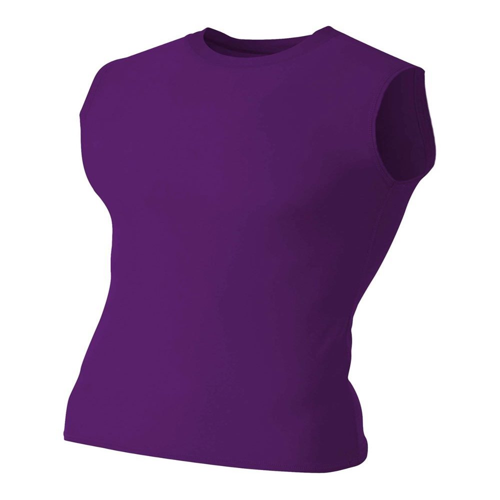 A4 Sportswear Purple Adult 2XL Muscle Tee No Sleeve Tank High Performance Compression Moisture Wicking Shirt