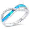 Clear CZ Blue Simulated Opal Infinity Ring New .925 Sterling Silver Band Size 8 view 1