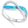 Clear CZ Blue Simulated Opal Infinity Ring New .925 Sterling Silver Band Size 8 view 2