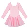 iiniim Kids Girls Classic Long Sleeve Gymnastics Ballet Leotard Dance Dress Tutu Skirt Pink 8-10 view 1