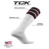 TCK Retro 3 Stripe Tube Socks (Maroon, Large) view 4