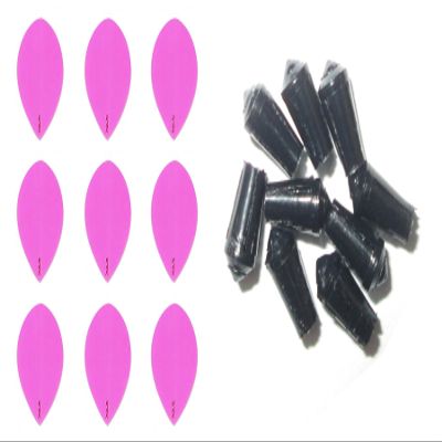 3 Sets of Ruthless R4X (Standard/Slim/Pear/Kite) Dart Flights Plus 3 Sets of Black Nylon Dart Flight Protectors (Fluro Pink Pear)