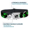 Dog Collar Seatbelt Buckle Aliens Head Scattered Galaxy2 Green Black 11 to 17 Inches 1.0 Inch Wide view 4