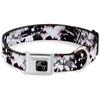 Dog Collar Seatbelt Buckle Punk Heart Cross Bones Splatter Black White 15 to 26 Inches 1.0 Inch Wide view 1