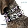 Dog Collar Seatbelt Buckle Punk Heart Cross Bones Splatter Black White 15 to 26 Inches 1.0 Inch Wide view 2