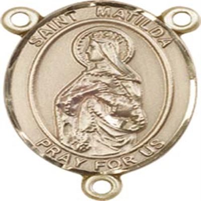 14K Gold Filled Saint Matilda Rosary Centerpiece Medal, 3/4 Inch