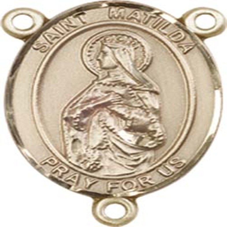 14K Gold Filled Saint Matilda Rosary Centerpiece Medal, 3/4 Inch