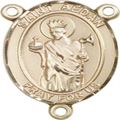 14K Gold Filled Saint Aedan of Ferns Rosary Centerpiece Medal, 3/4 Inch