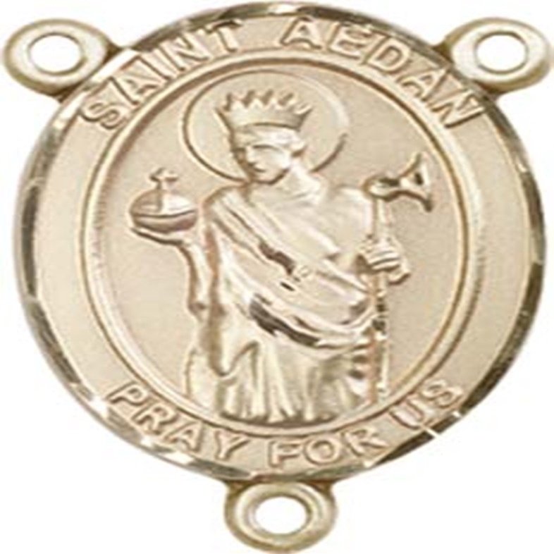 14K Gold Filled Saint Aedan of Ferns Rosary Centerpiece Medal, 3/4 Inch