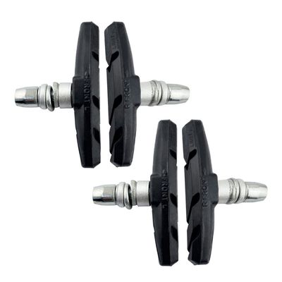 AHL 2pairs Complete Sport Bike Brake Shoes Bicycle Brake Pads Set,69mm for Cruiser MTB Mountain Bicycle Universal V-Brake Blocks with Hex Nut and Shims, No Noise No Skid(Black)