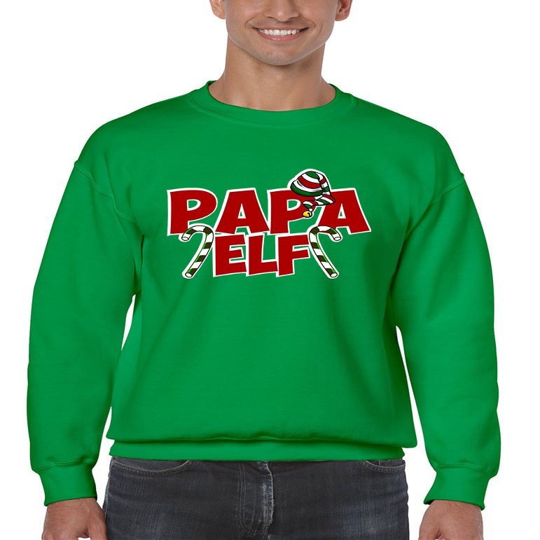 ALLNTRENDS Men's Crewneck Papa Elf Ugly Christmas Top (M, Irish Green)