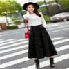 Drasawee High Waist A-Line Flared Long Plaid Skirt Winter for Women Black XL view 3