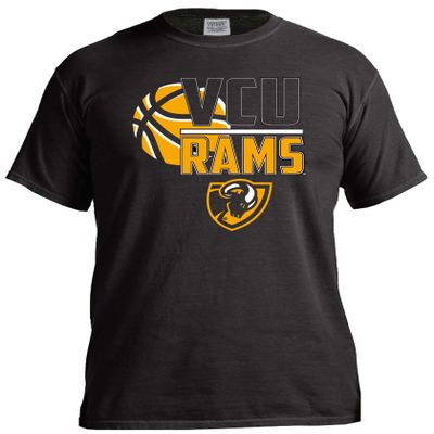 NCAA Virginia Commonwealth Rams Basketball Logo Short Sleeve Comfort Color Tee, Medium,Black
