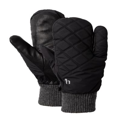 HORZE Adult Padded Warm Winter 3-Finger Horseback Riding Equestrian Mittens for Extra Rein Grip - Black - 8