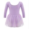 TiaoBug Kids Girls Classic Long Sleeve Ballet Dance Tutu Dress Gymnastic Leotard Lavender 10-12 view 2