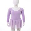 TiaoBug Kids Girls Classic Long Sleeve Ballet Dance Tutu Dress Gymnastic Leotard Lavender 10-12 view 3