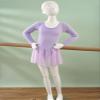 TiaoBug Kids Girls Classic Long Sleeve Ballet Dance Tutu Dress Gymnastic Leotard Lavender 10-12 view 4