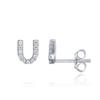 PAVOI Diamond Initial Stud Earrings for Women, White Gold, Size 1, Diamond view 1