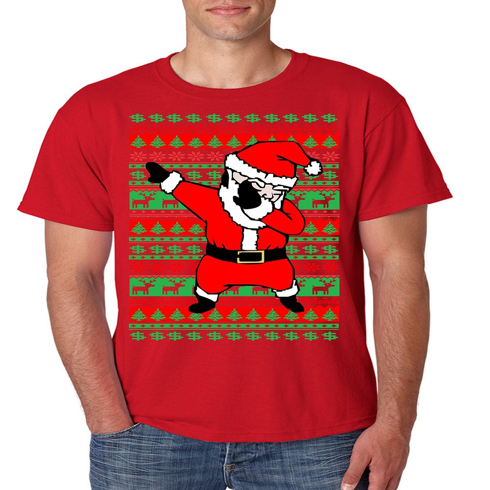 ALLNTRENDS Men's T Shirt Dabbing Santa Ugly Christmas Cool Xmas Tee (2XL, Red)