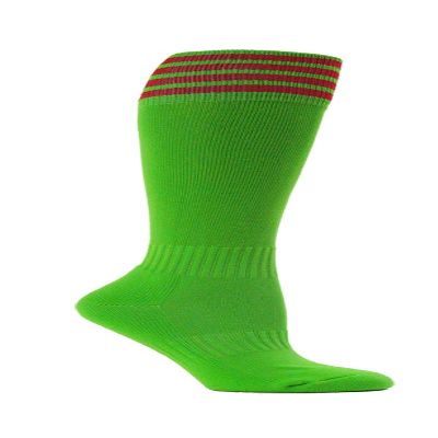 COUVER Bright Lime Green Striped Youth Football Soccer Sport Knee High Socks(1 Pair), Red, Large