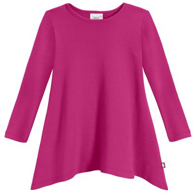 City Threads Sharkbite Shark Bite Girls Long Sleeve Tshirt Dress - Casual Everyday Cute Top Tunic Blouse Soft Natural Cotton Perfect for Sensitive Skin SPD Sensory Friendly, Hot Pink, 6