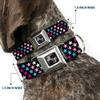 Dog Collar Seatbelt Buckle Mini Stars Black Pink Blue White 11 to 17 Inches 1.0 Inch Wide view 2