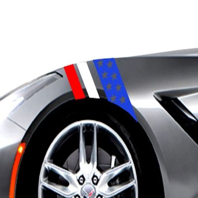 USA Flag Fender Hash Mark Bars Vinyl Racing Stripes Graphic Decals (Fits Chevy Corvette C7 Stingray) Both Sides - Red, White & Blue