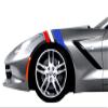 USA Flag Fender Hash Mark Bars Vinyl Racing Stripes Graphic Decals (Fits Chevy Corvette C7 Stingray) Both Sides - Red, White & Blue view 3