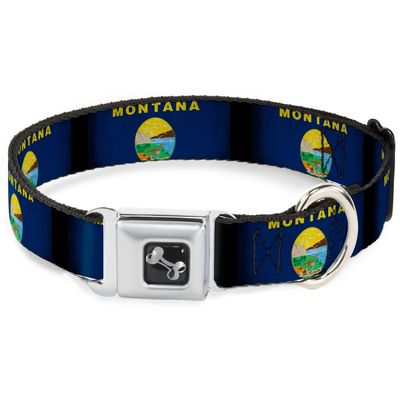 Dog Collar Seatbelt Buckle Montana Flags2 9 to 15 Inches 1.0 Inch Wide