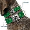 Dog Collar Seatbelt Buckle St Pats Clovers Scattered3 Greens 9 to 15 Inches 1.0 Inch Wide view 2