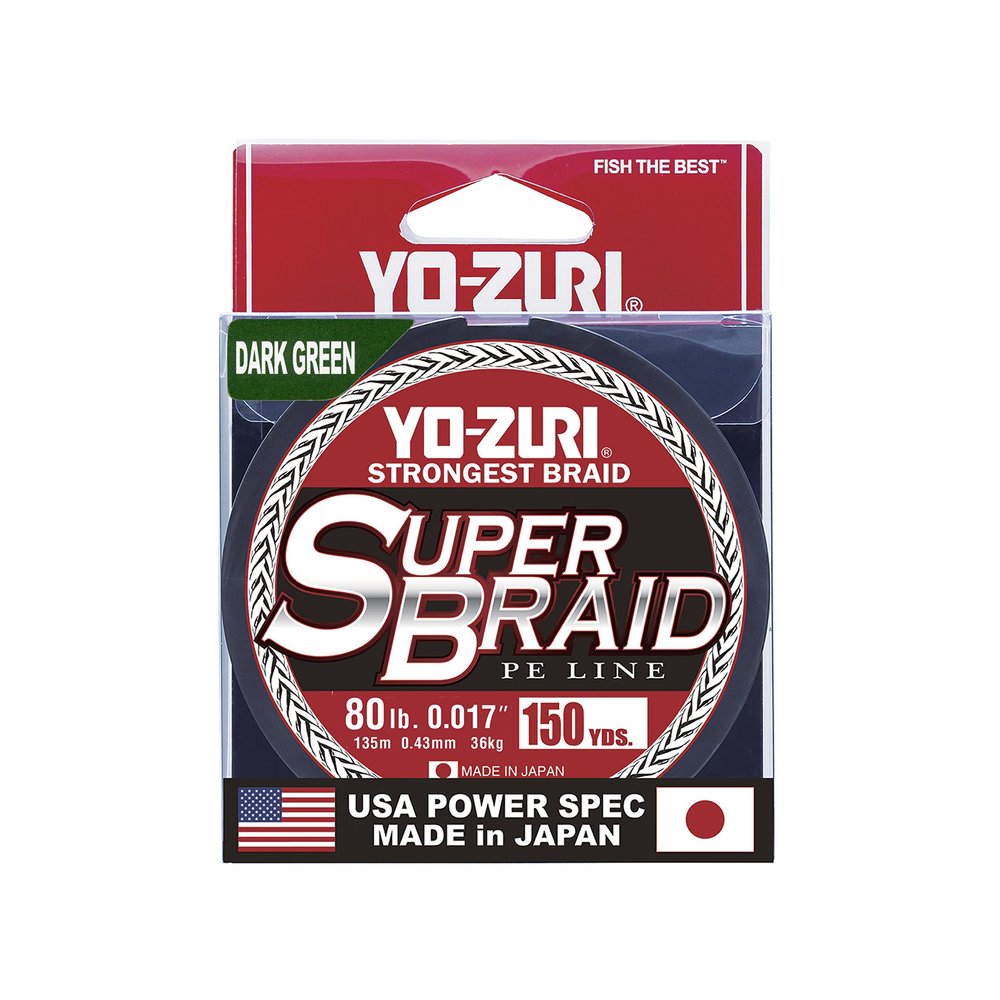 Yo-Zuri Superbraid 150 yd Floating Braid, Dark Green, 80 lb