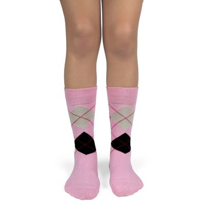 Spotlight Hosiery Junior's Groomsmen/Ring Bearer Wedding Argyle Dress Socks-Light Pink/Black/Light Gray