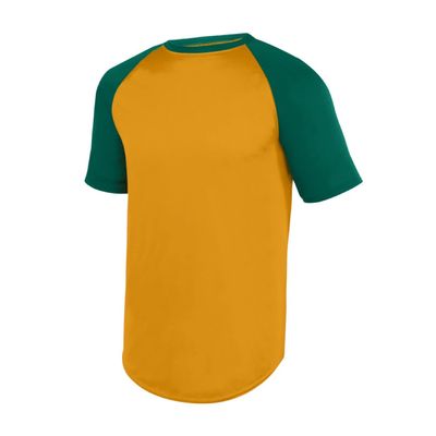 Augusta Sportswear Youth Wicking Short Sleeve Baseball Jersey Gold/Dark Green L